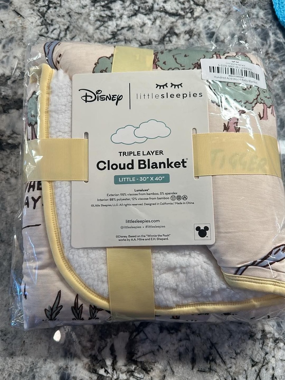 Disney Pooh Little Sleepies Triple Layer Cloud Blanket - Pastel Yellow mini